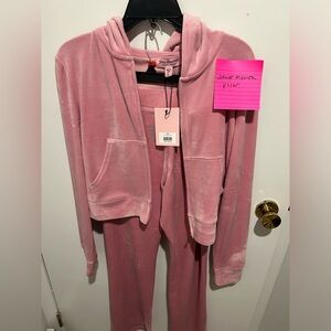 NWT Juicy Couture Velour Pink Rose Track Suit sweatsuit women’s New